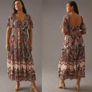 Anthropologie Red and Black Maxi Dress